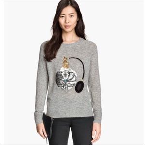 H&M Sequin Vintage Perfume Bottle Sweater